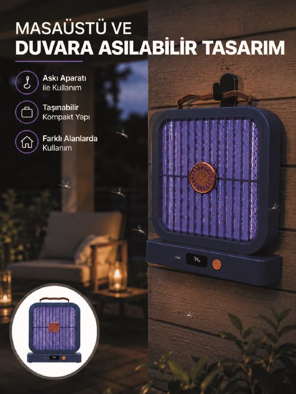 Taşınabilir Şarjlı Sivrisinek Öldürücü UV Işıklı Mavi Model