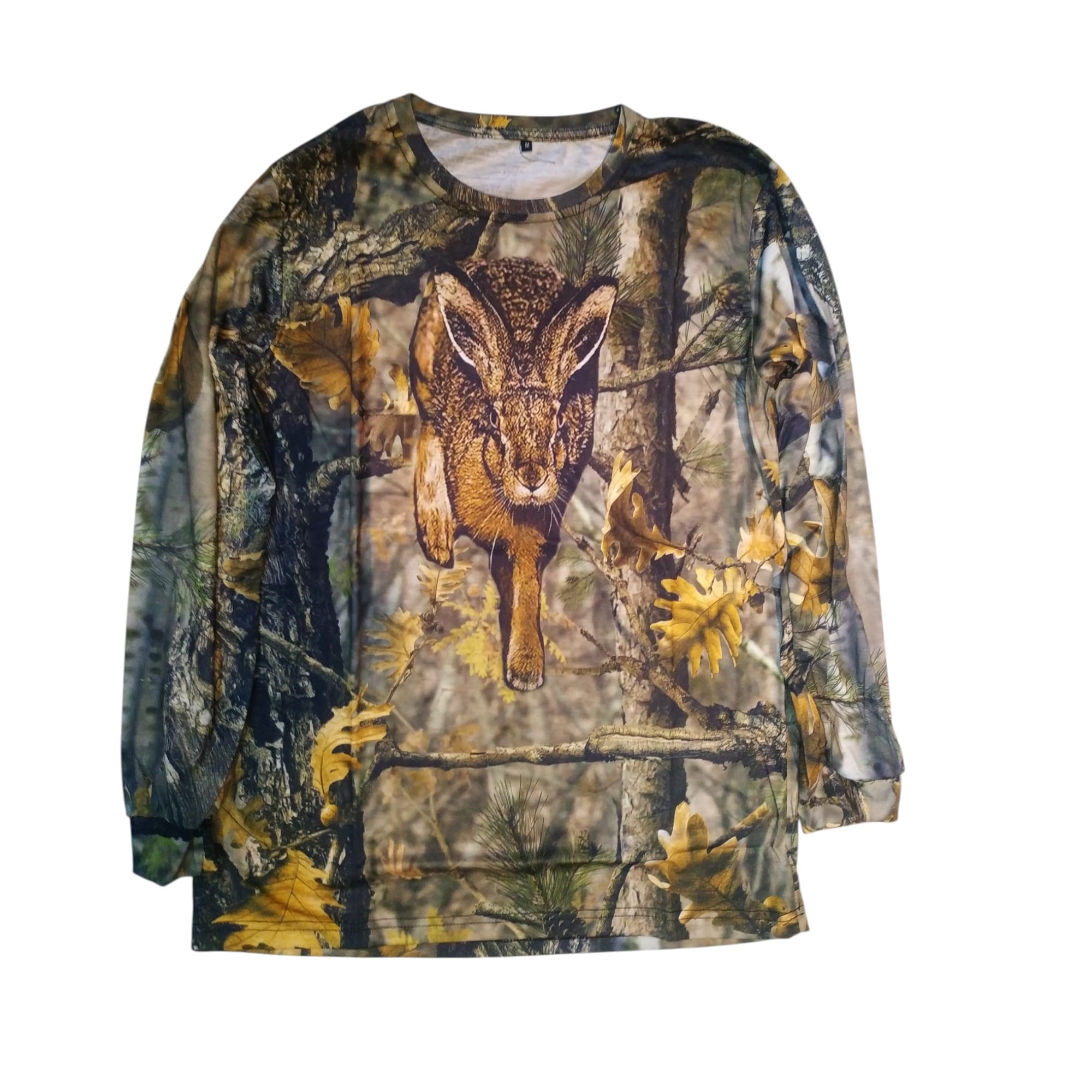 Tavşan Desenli Orman Kamuflaj Sıfır Yaka Uzun Kollu Sweatshirt - 3XL