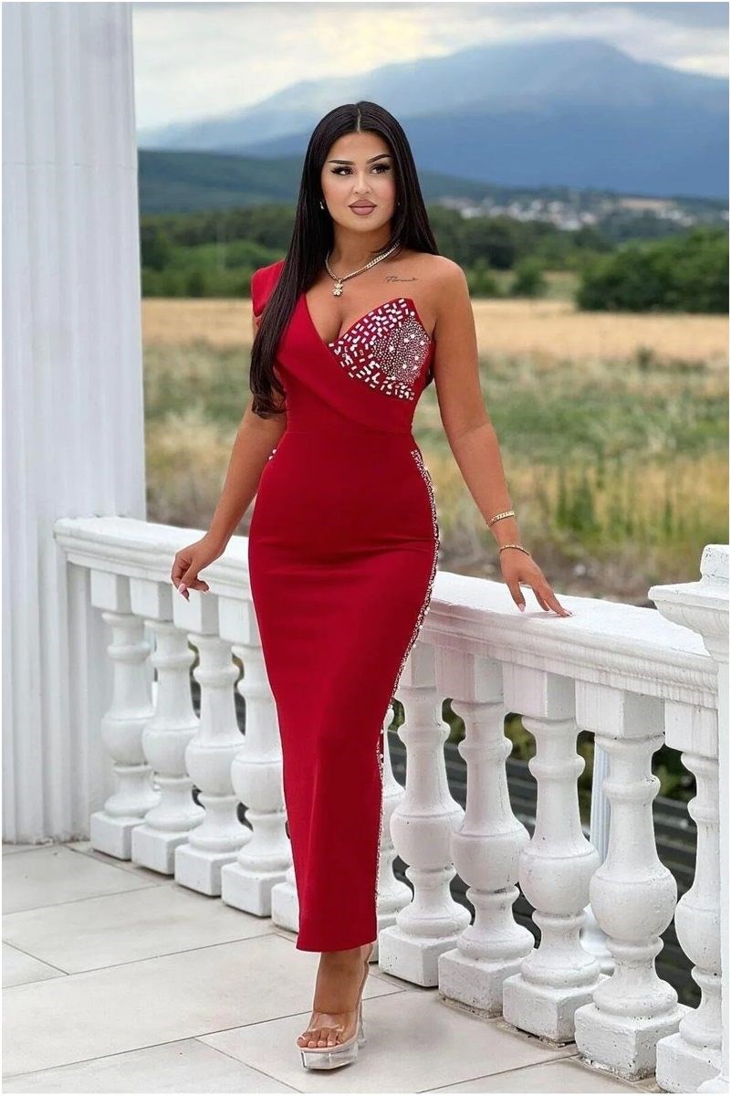 Tek Yırtmaçlı Elbise Omuz Abiye