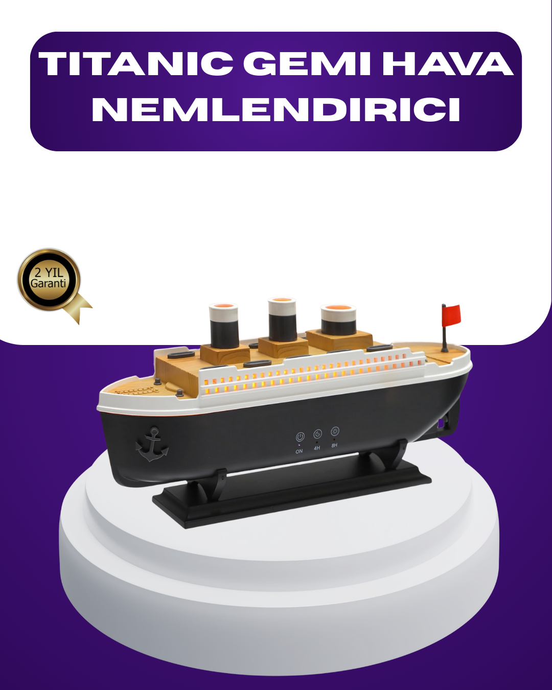 Titanik Gemi Tasarımlı LED Işıklı Hava Nemlendirici Buhar Efektli Oda Difüzörü