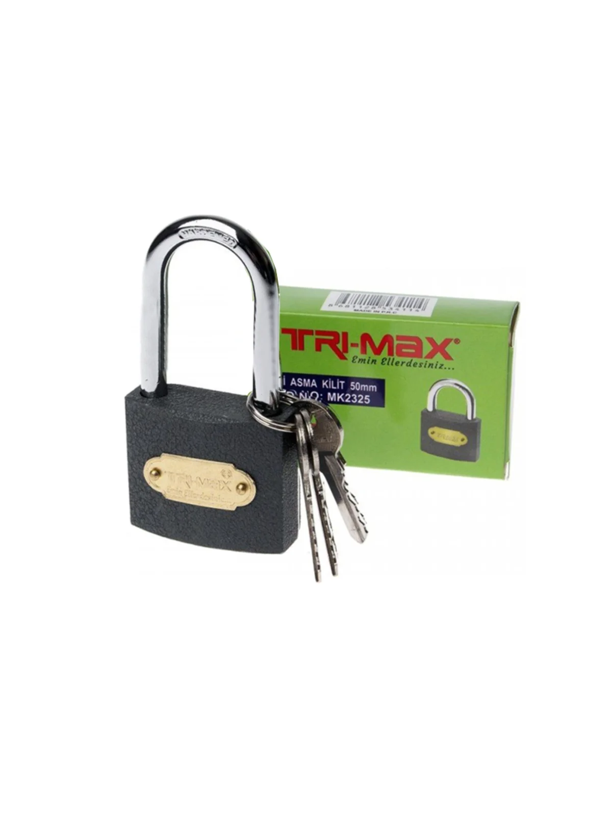 Tri-max Gri Döküm Uzun Asma Kilit 25 mm