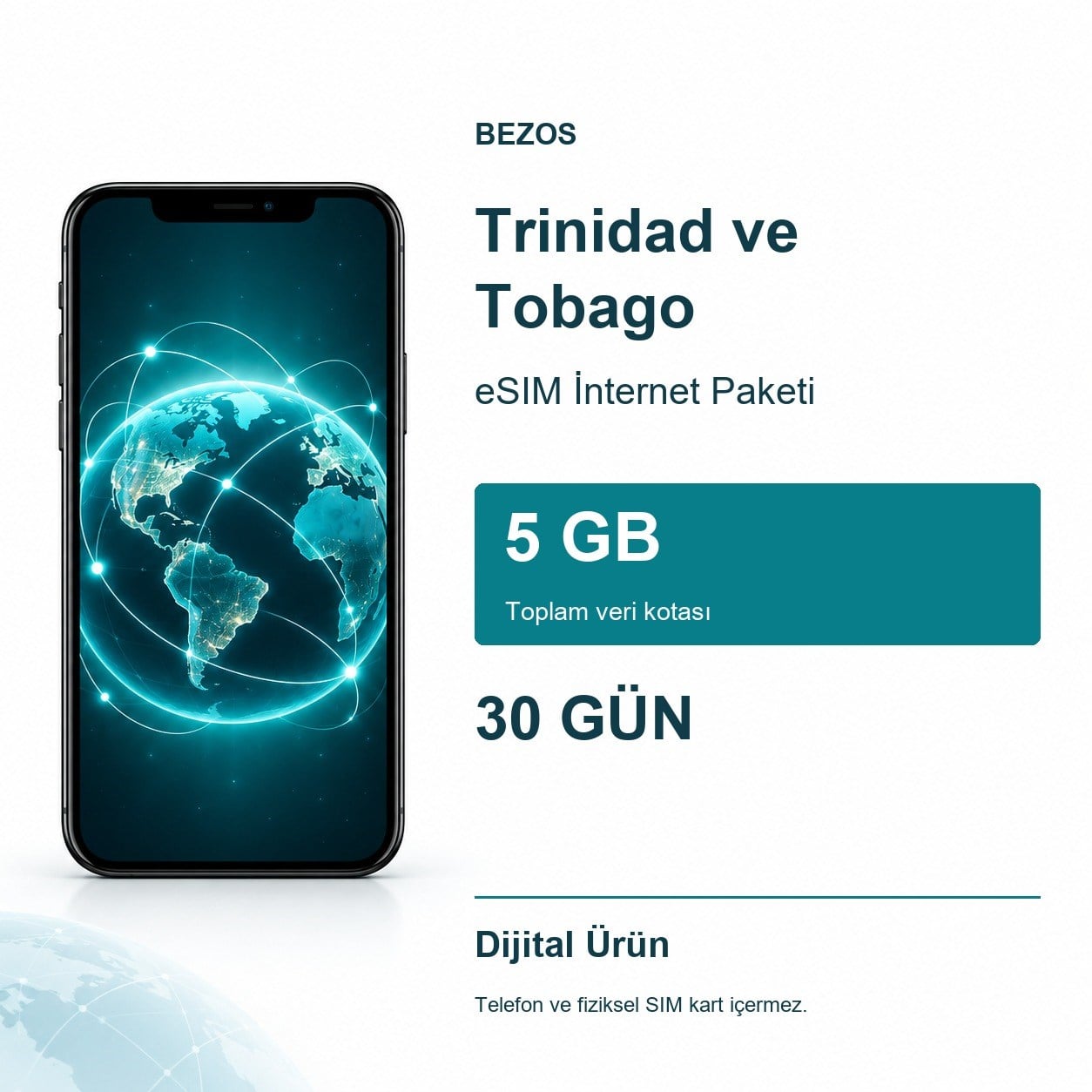 Trinidad ve Tobago eSIM İnternet Paketi 5 GB 30 Gün