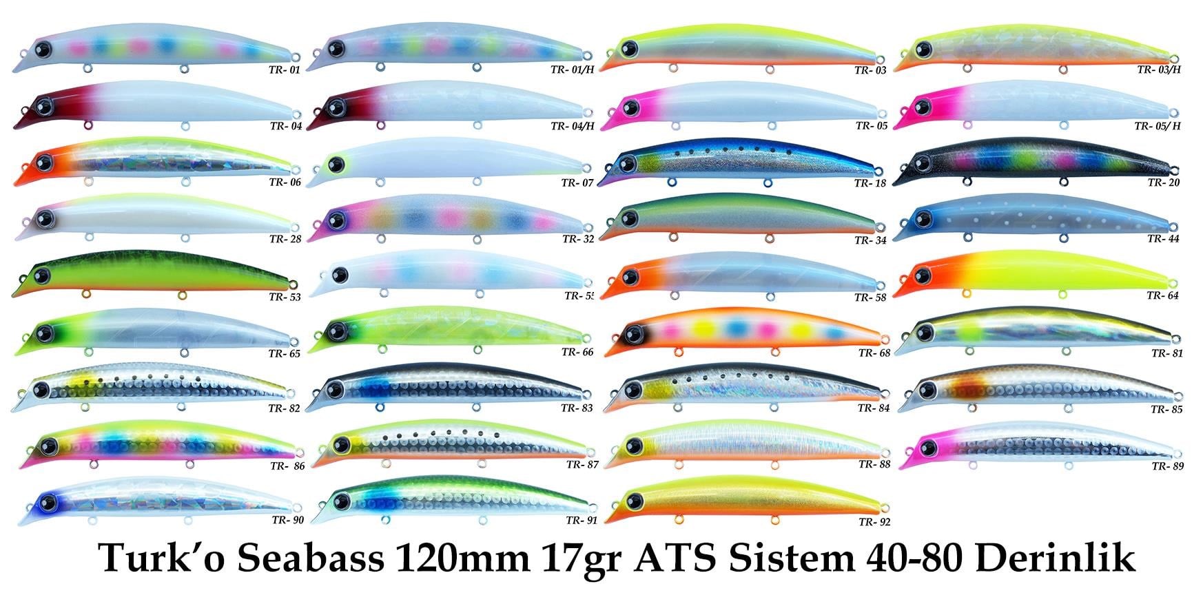 Turko Seabass 120mm 17g ATS sistem Rapala Maket Balık - RENK KODLARI - TR-58