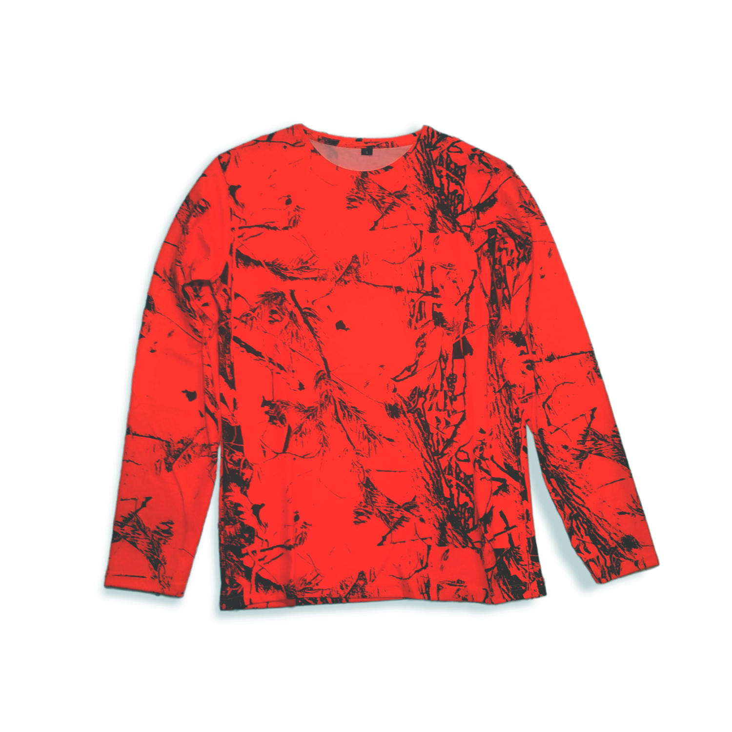 Turuncu Orman Desenli Uzun Kol Yuvarlak Yaka Sweatshirt