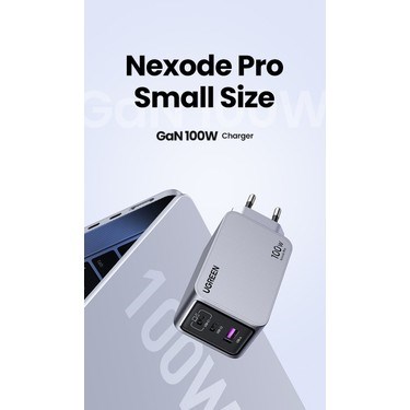 UGREEN Nexode Pro 100W GaN Hızlı Şarj Cihazı QC PD 2xUSB-C, 1xUSB-A, Uzay Grisi