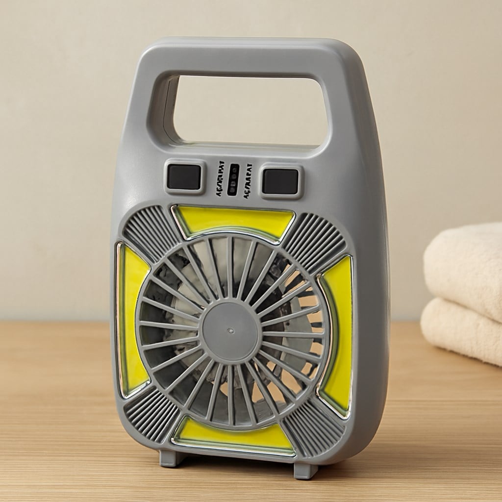 USB Şarjlı 2in1 Mini Fan ve Fener 10W ? 2 Kademe, Su Geçirmez, Taşınabilir