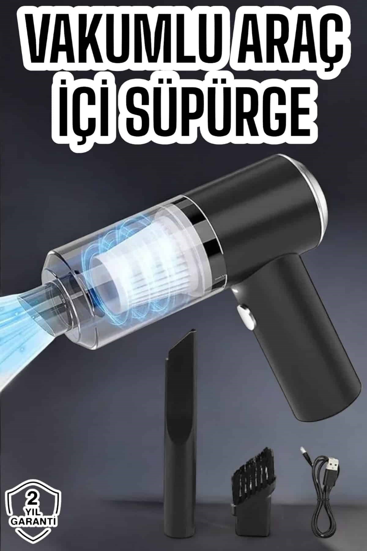 Üflemeli Güçlü Vakumlu Ev Ofis Araç Süpürgesi El Süpürgesi Şarjlı