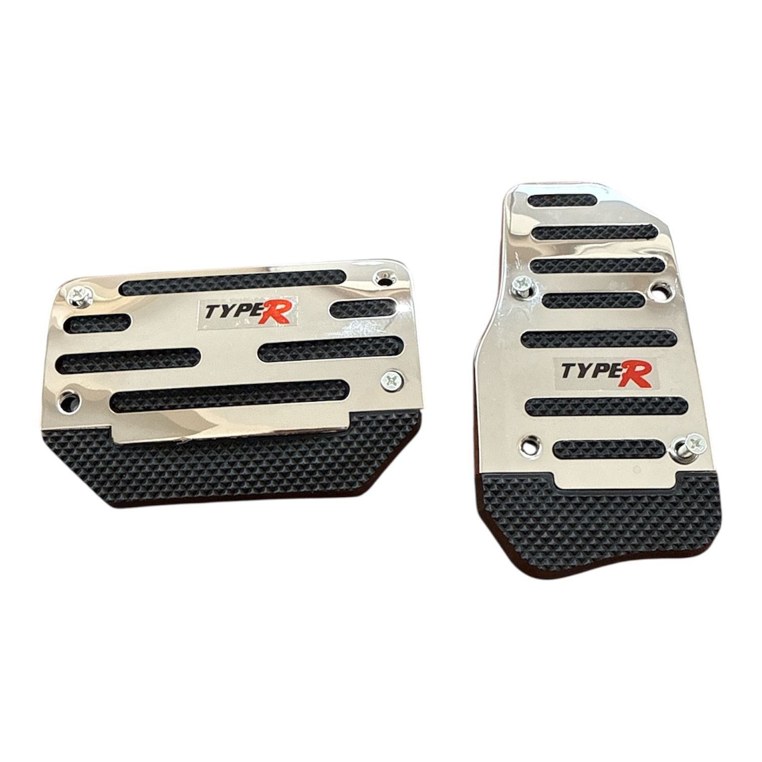 Universal Otomatik Metal Pedal Seti 2 Parça Krom Siyah