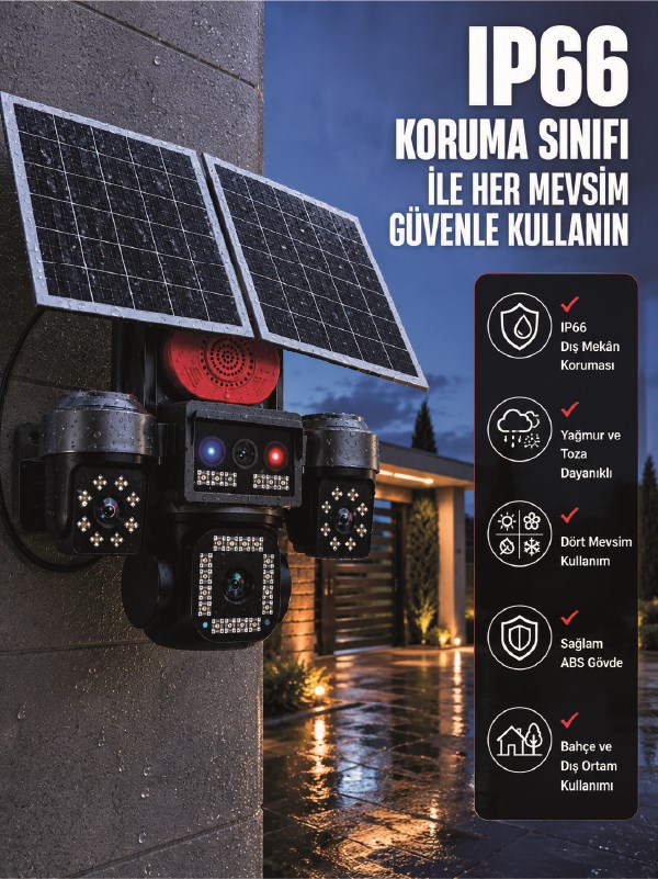 Uzaktan Canlı İzleme Destekli 4 Kameralı Akıllı Güvenlik Kamera Sistemi