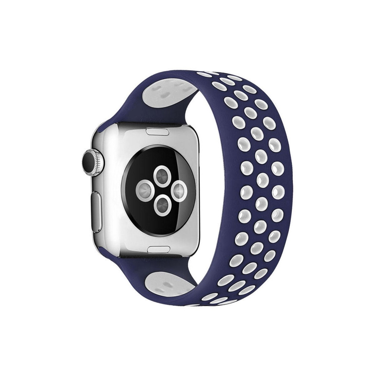 Watch 38mm Ayarlı Delikli Silikon Kordon - Lacivert-Beyaz