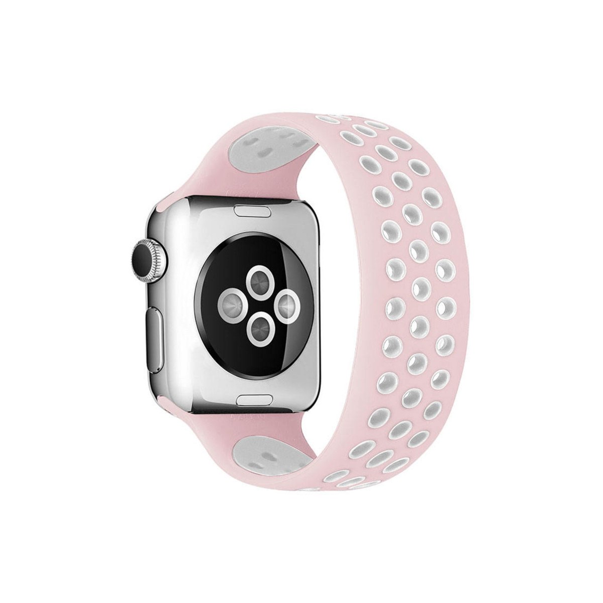Watch 38mm Ayarlı Delikli Silikon Kordon - Pembe-Beyaz
