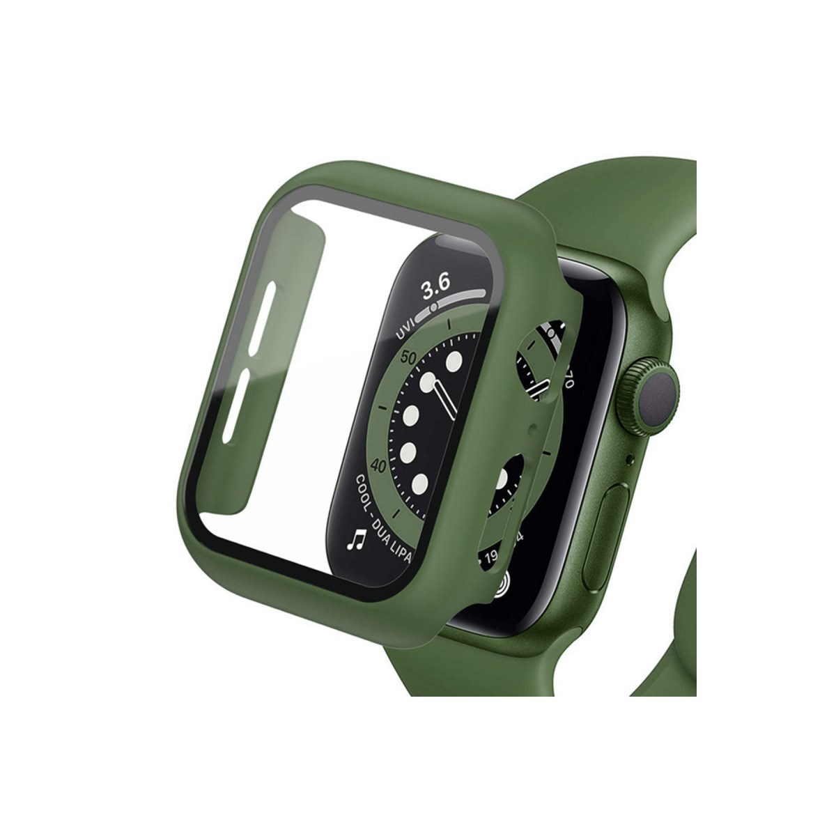 Watch 45mm Camlı Kasa Ekran Koruyucu - Koyu Yeşil