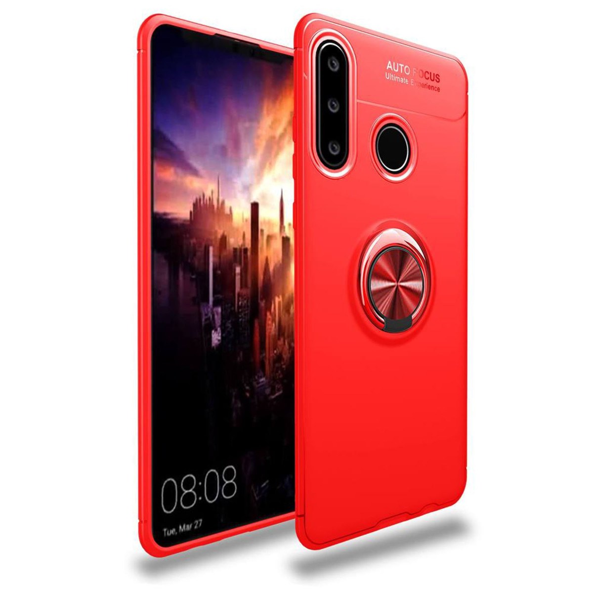 Y6P Kılıf Range Yüzüklü Silikon - Kırmızı