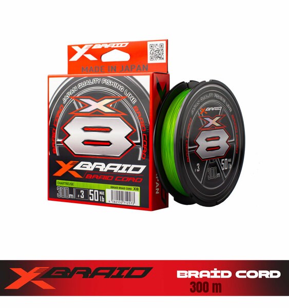 YGK X036 X-Braid Braid Cord PE X8 300m Fluo Green - 0.14MM