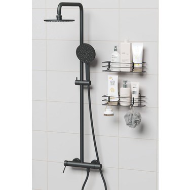 Yapışkanlı 2'li Set, Duvar Düzenleyici Banyo Rafı ve Şampuanlık