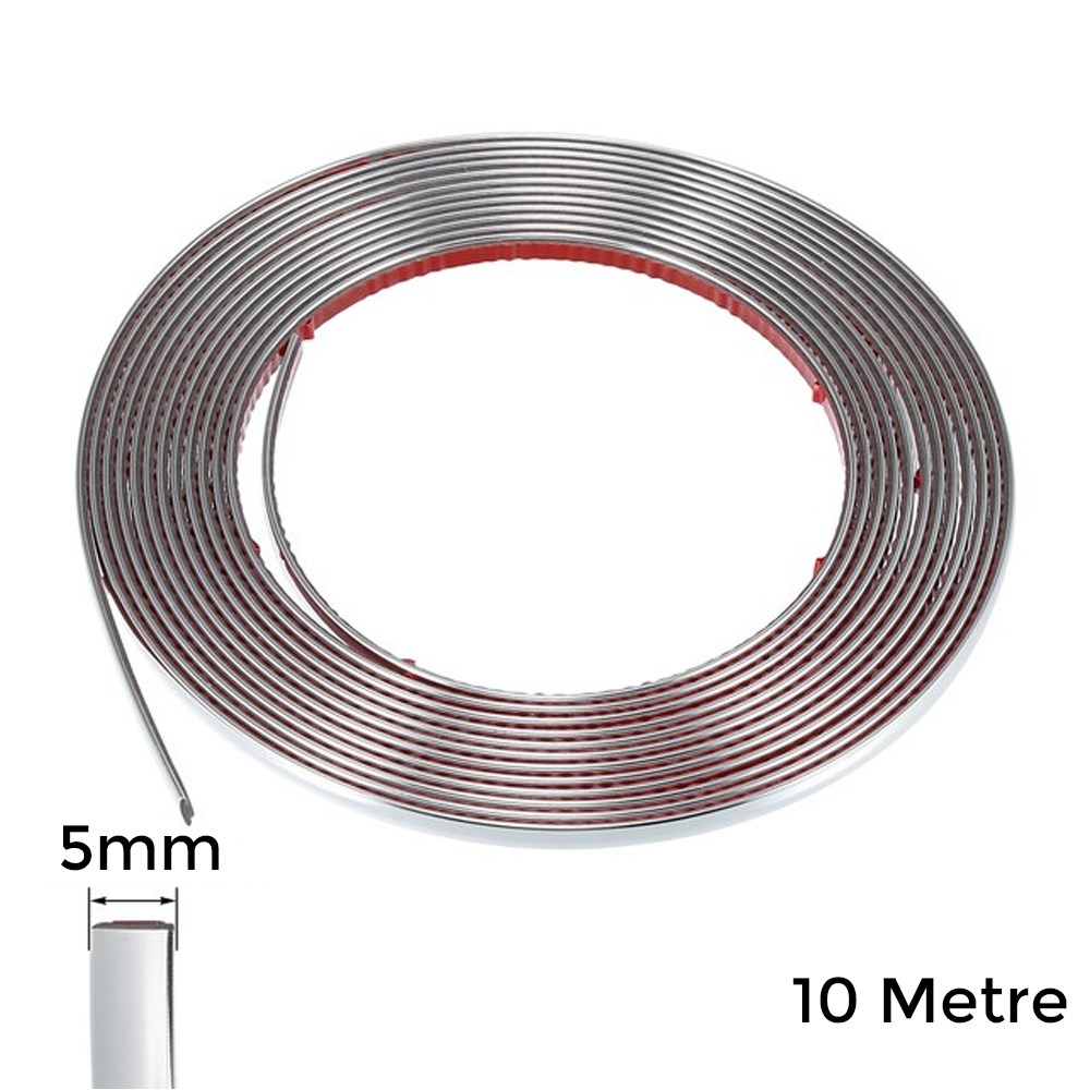 Yapışkanlı Nikelaj Şerit Bant Çıta 5mm 10 Metre Krom