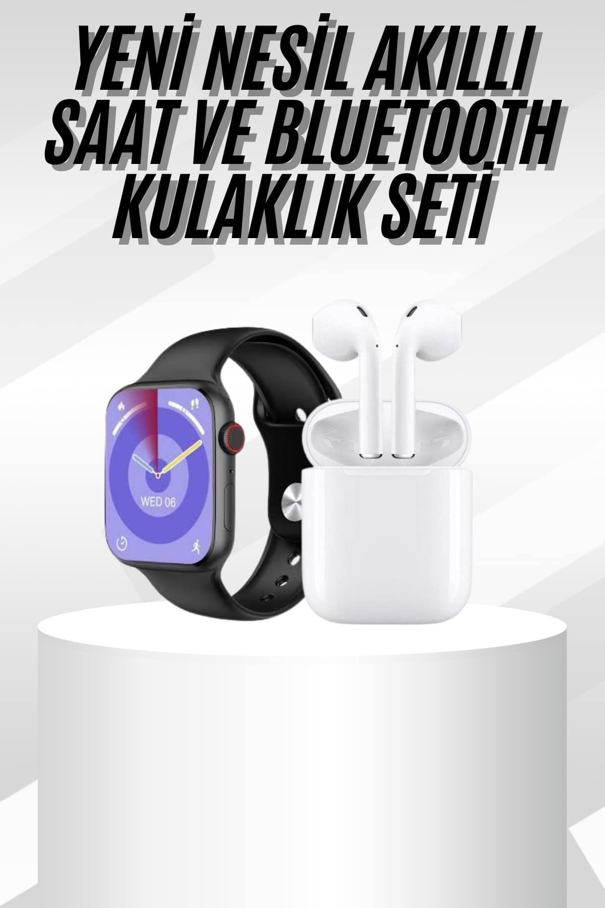 Yeni Nesil Akıllı Saat Ve Kulaklık Seti Gümüş Kasa Zarif Tasarım Çok Fonksiyonlu