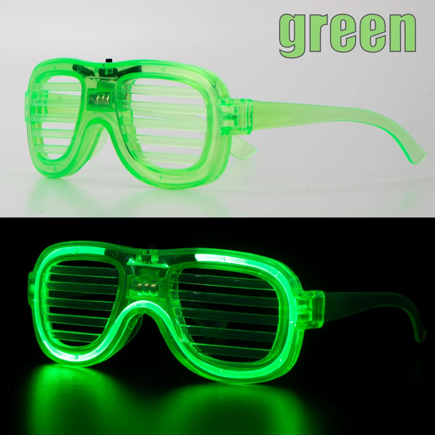 Yeşil LED Işıklı Parti Gözlüğü – Neon Glow Şerit Gözlük 3 Modlu