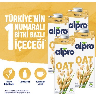 Yulaf Sütü 4x1 L Vegan Laktozsuz Besin