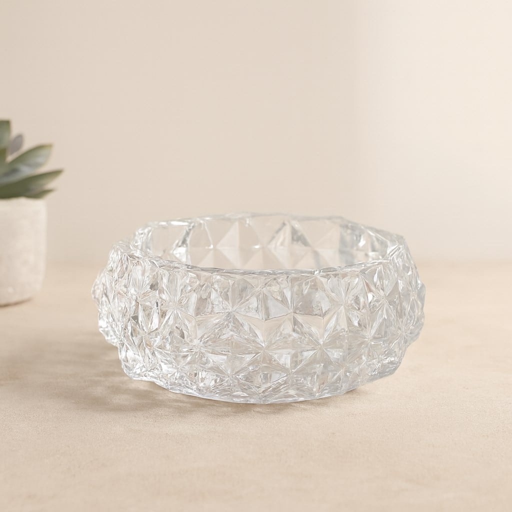 Yuvarlak Cam Küllük 12.8 cm (Diamond Kristal)