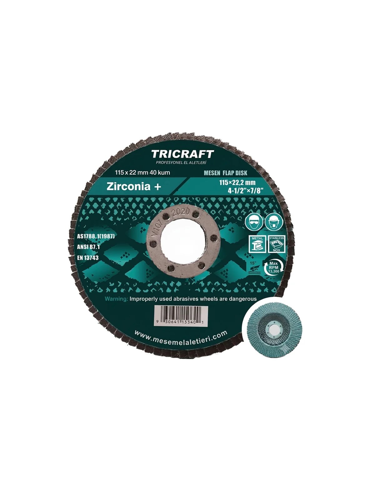 ZR Flap Disk Zımpara 115 mm 60 Kum Zirkonyum MES225
