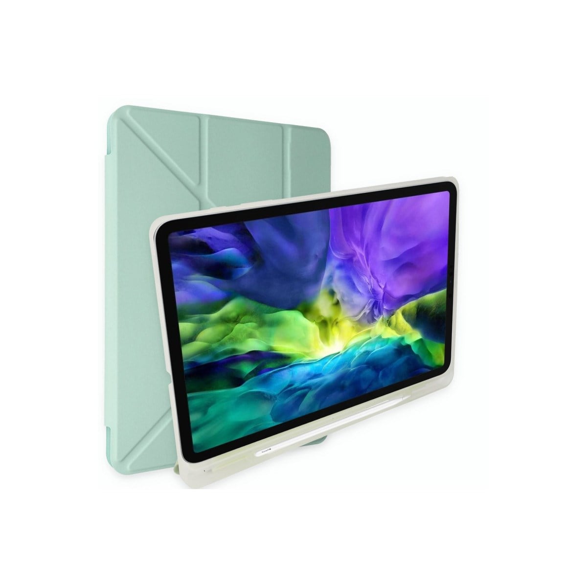 iPad 2022 10.9 (10.nesil) Kılıf Kalemlikli Mars Tablet Kılıfı - Açık Yeşil