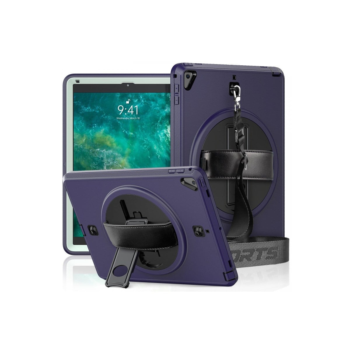 iPad 5 Air 9.7 Kılıf Strap-C Otterbox Tablet Kapak - Lacivert