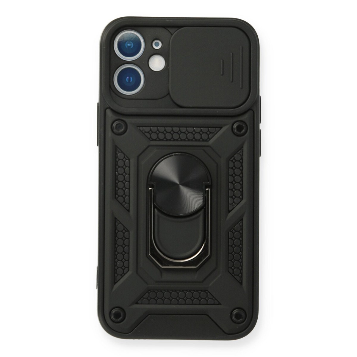 iPhone 11 Kılıf Pars Lens Yüzüklü Silikon - Siyah