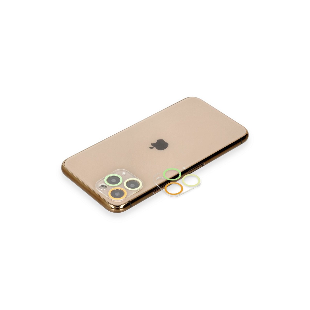 iPhone 11 Pro Max Renkli Kamera Lens Koruma Cam - Sarı-Turuncu