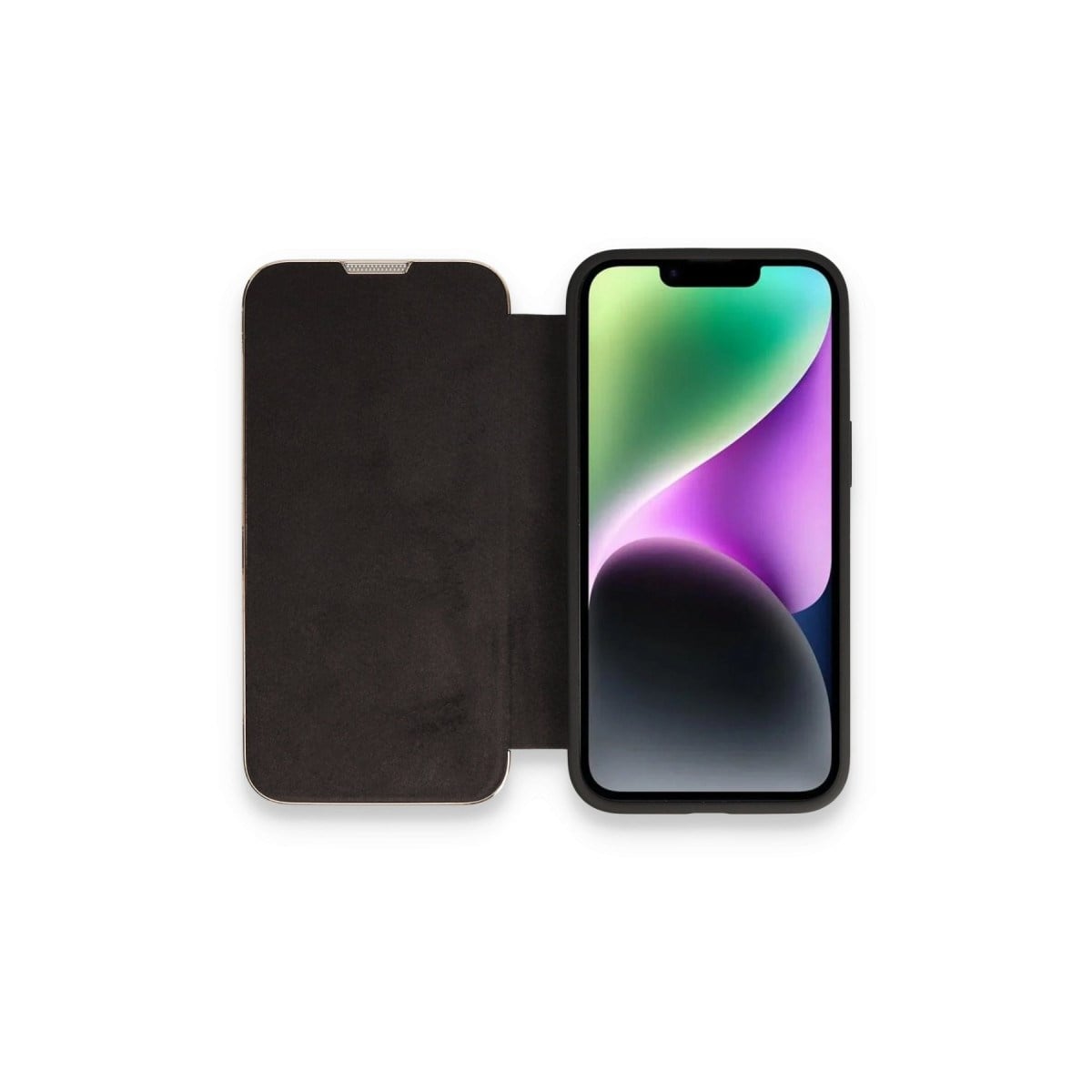 iPhone 14 Pro Max Kılıf Dolpin Kapaklı - Siyah
