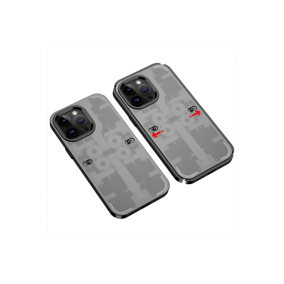 iPhone 14 Pro Max Kılıf Mekanik Bumper Kapak - Siyah
