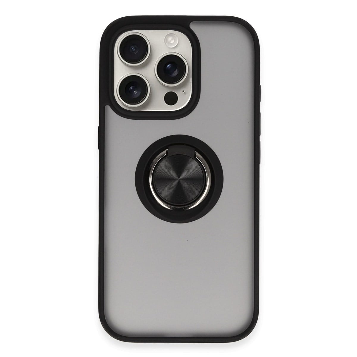 iPhone 16 Pro Kılıf Montreal Yüzüklü Silikon Kapak - Siyah