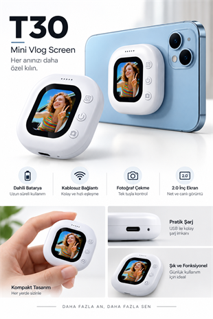 2.0 İnç Kablosuz Selfie Ekranı Dahili Bataryalı