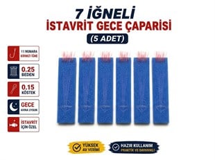 5 Adet - 11 Numara Kırmızı İğne Pembe Simli - 7 İğneli İstavrit Gece Çaparisi 0.25 Beden 0.15 Köstek