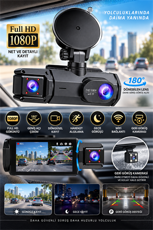 Full HD 1080P Çift Kamera 180° Geniş Açı WiFi Şarjlı Kullanım