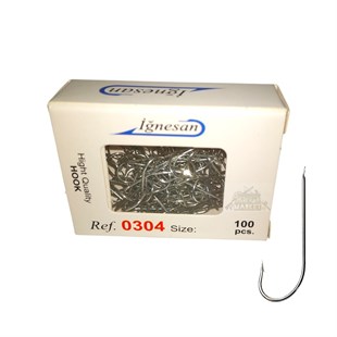 İğnesan 0304 Beyaz Uzun Gövde Düz Olta İğnesi 100lü Paket - NO-6