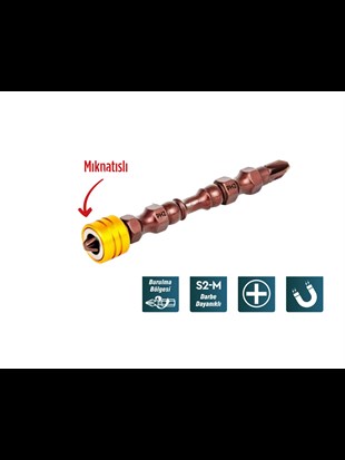 MES7083 PZ2x65 Mıknatıs Uçlu Bits Uç Çift Yönlü