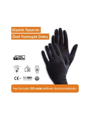 REFLEX FLEX L/XL Beden Tek Kullanımlık Pudrasız Eldiven 100'lü Siyah
