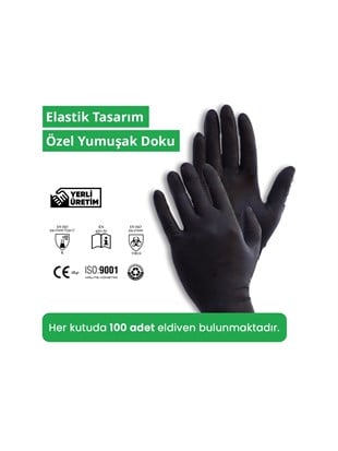 REFLEX FLEX M Beden Tek Kullanımlık Pudrasız Eldiven 100'lü Siyah