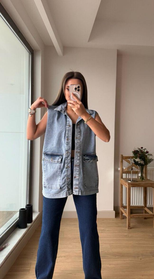 Kot yelek açık mavi