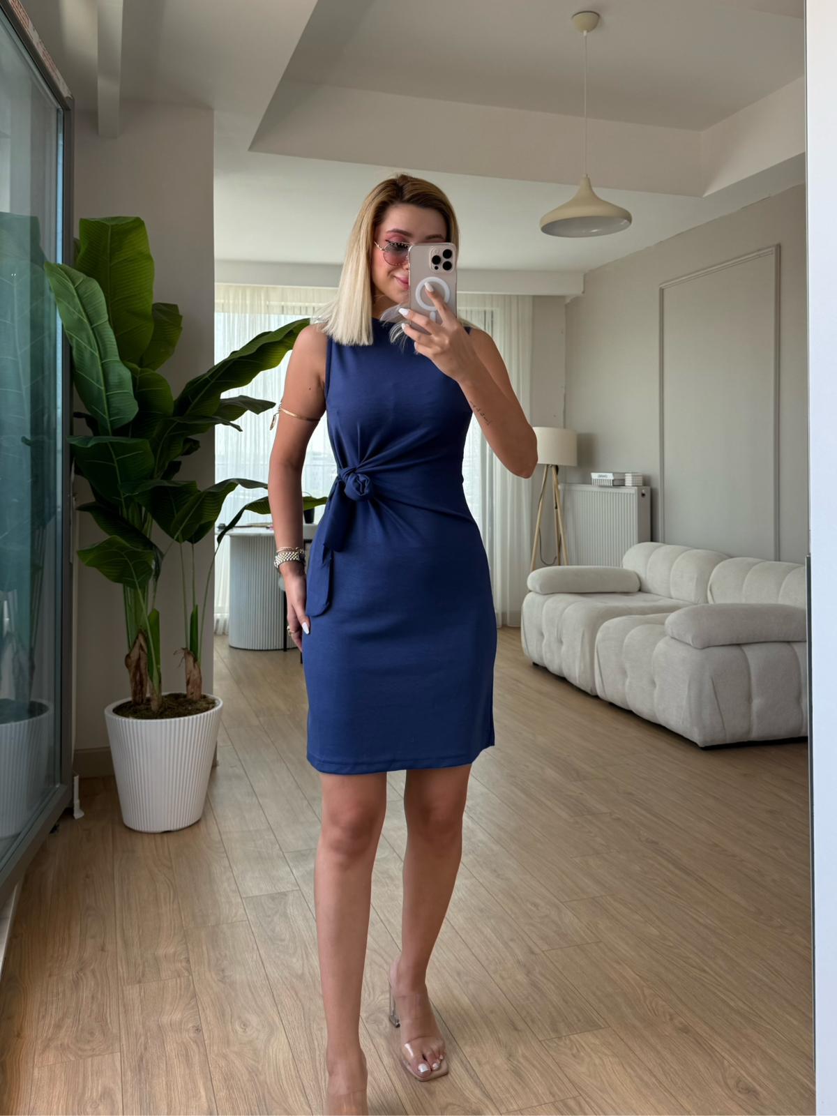 Modal kısa elbise indigo