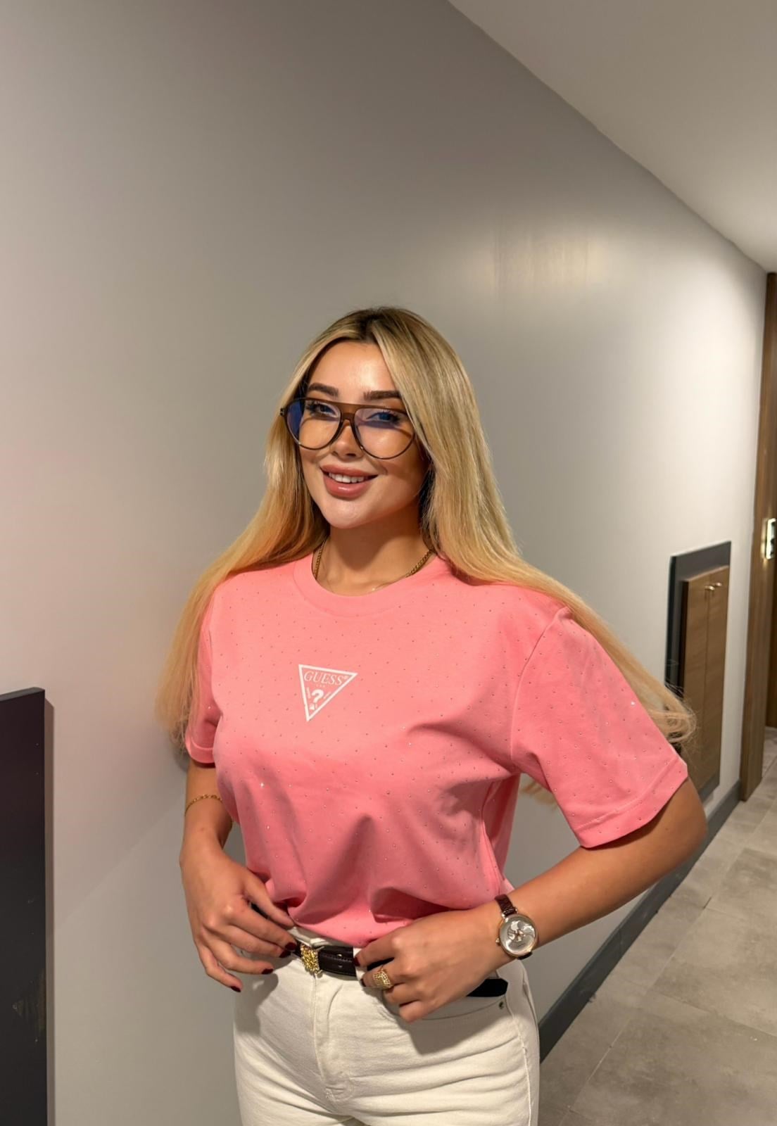 TAŞLI TİŞÖRT PEMBE