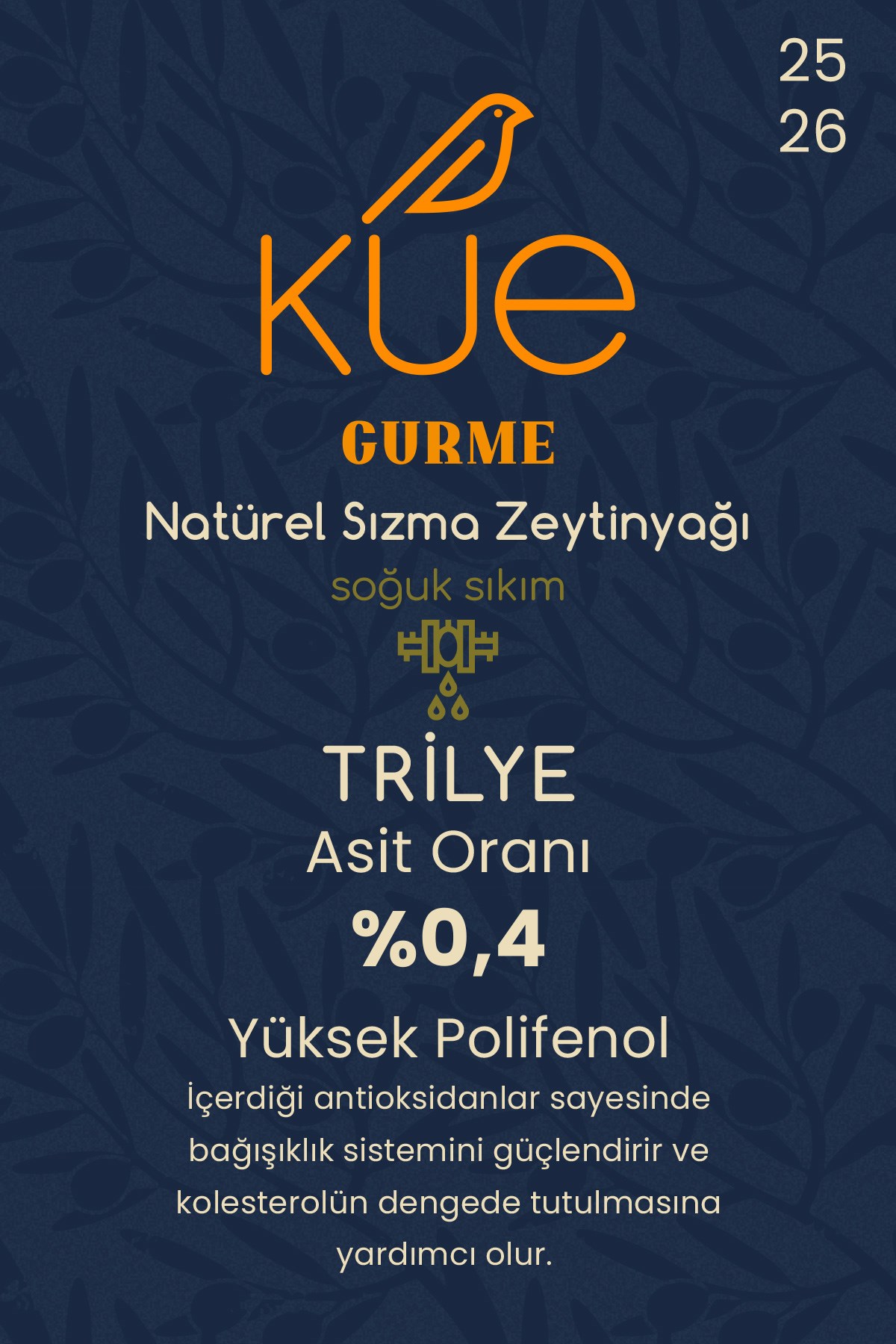 KUE Gurme Seri Olgun Hasat Soğuk Sıkım Natürel Sızma Zeytinyağı 2x5 Litre