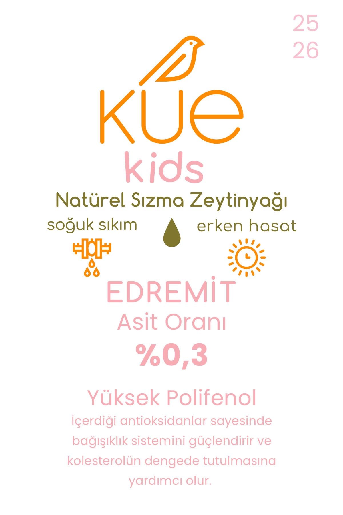 KUE Kids Erken Hasat Soğuk Sıkım Natürel Sızma Zeytinyağı 250ml