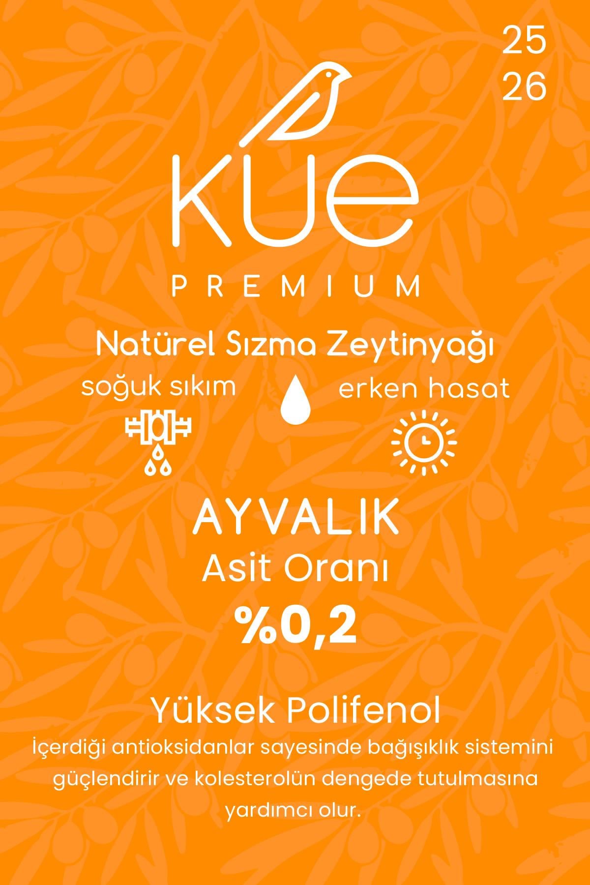 KUE Premium Seri Erken Hasat Soğuk Sıkım Natürel Sızma Zeytinyağı 2 Litre