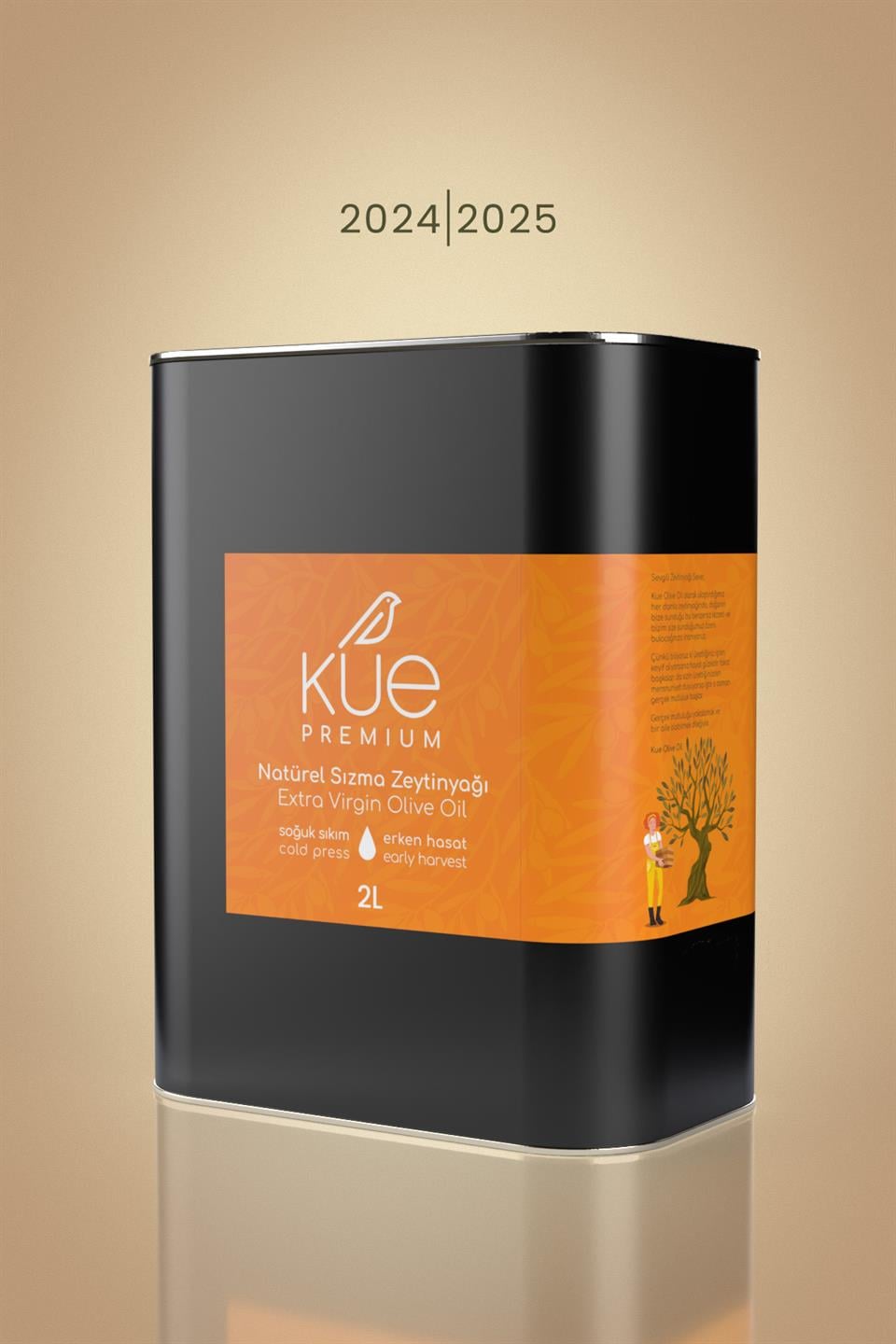KUE Premium Seri Erken Hasat Soğuk Sıkım Natürel Sızma Zeytinyağı 2 Litre