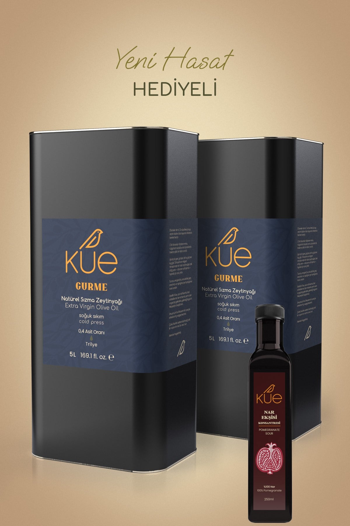 KUE Gurme Seri Olgun Hasat Soğuk Sıkım Natürel Sızma Zeytinyağı 2x5 Litre