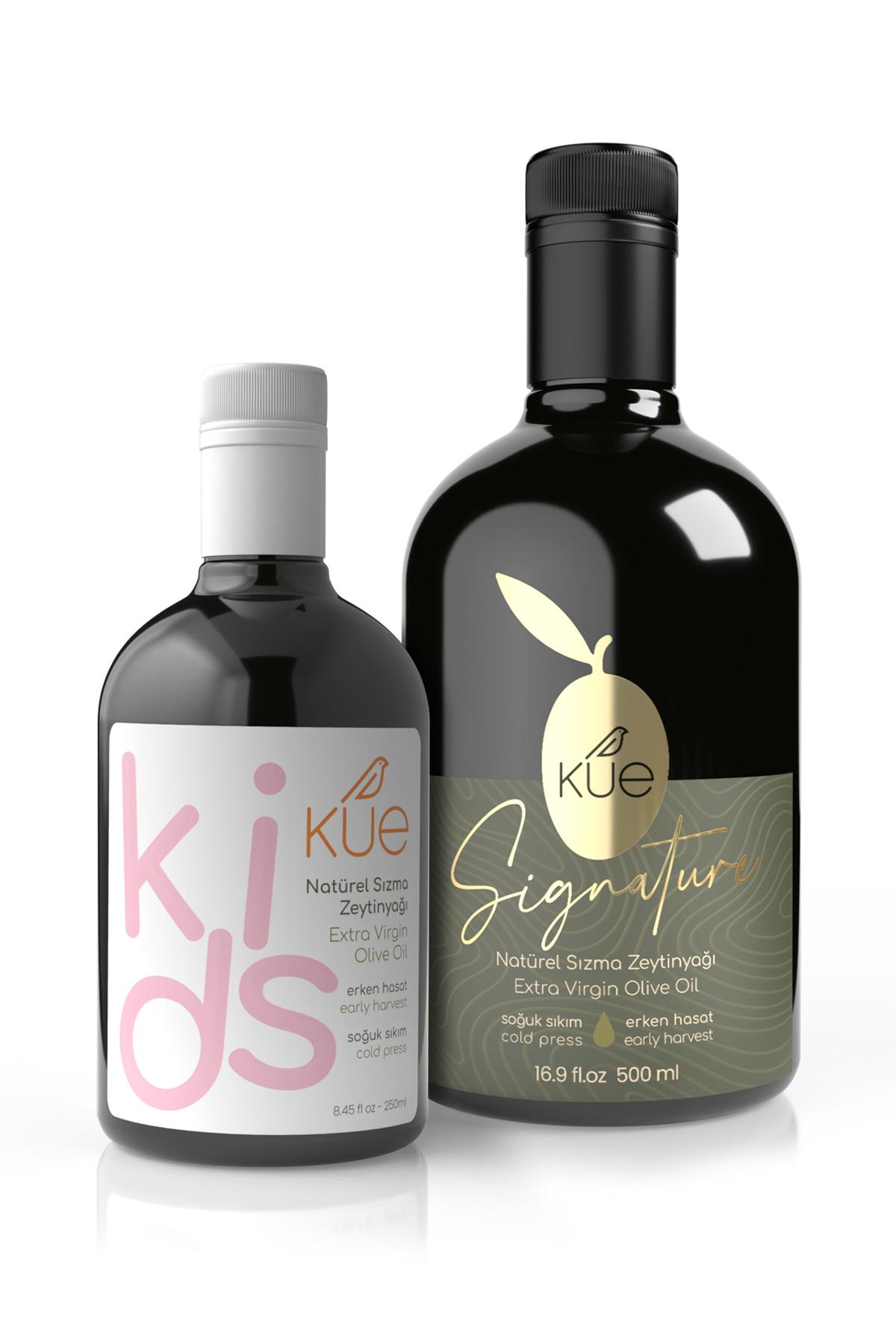 KUE Signature ve Kids Serileri Erken Hasat Soğuk Sıkım Natürel Sızma Zeytinyağı