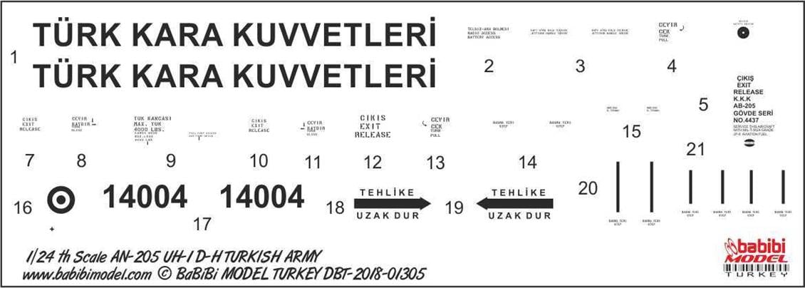 01305 1/24 AN-205 UH-1 D-H TURKISH ARMY