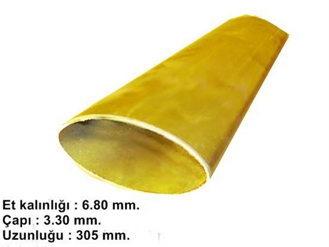 10122 PRİNÇ OVAL BORU -6.80 X 3.30 MM. -UZUNLUK 30
